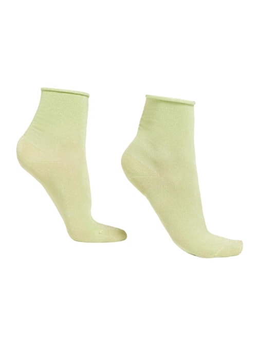 Meia Curta Com Glitter - Verde
