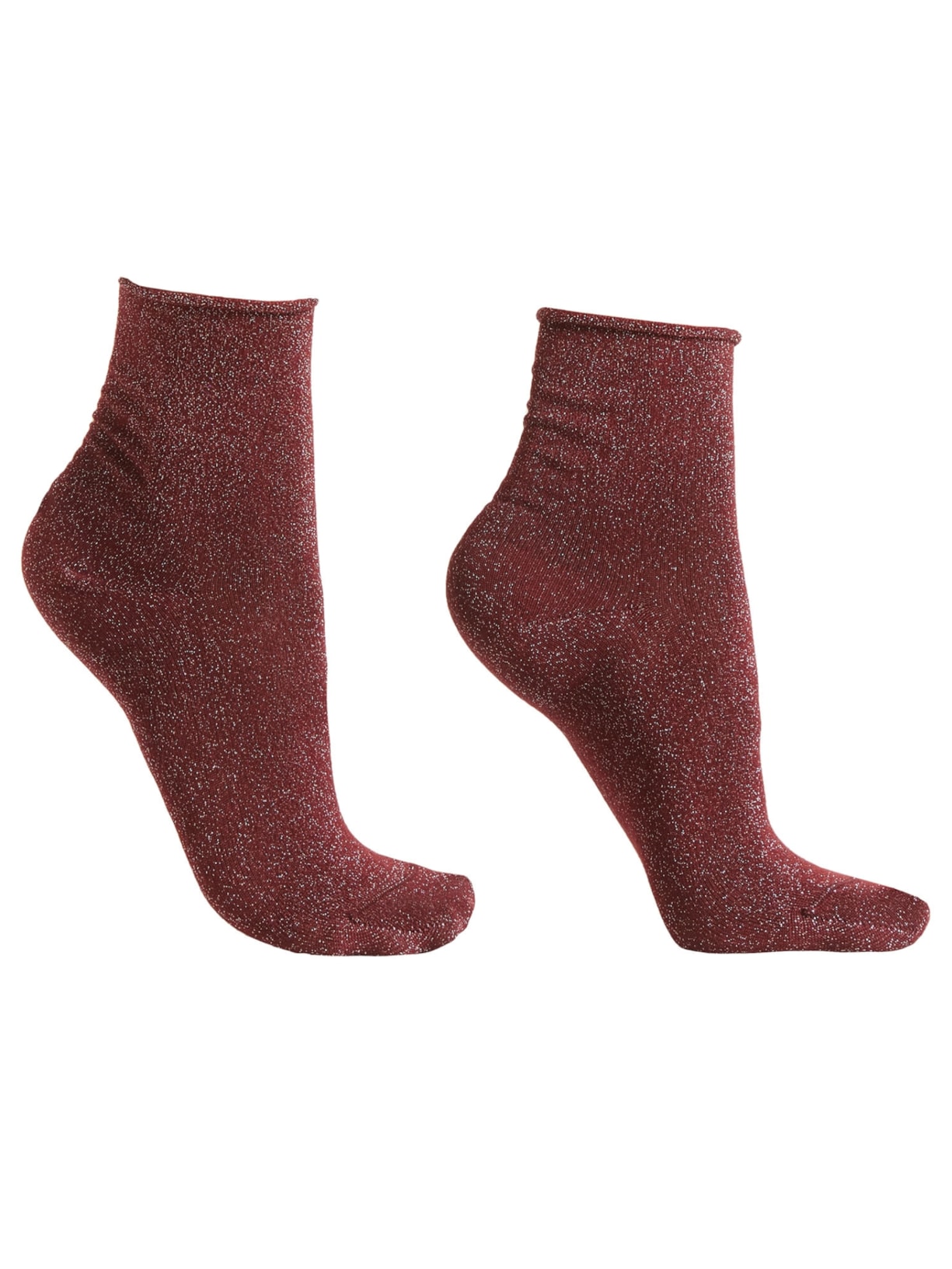 Meia Curta Com Glitter - Vermelho