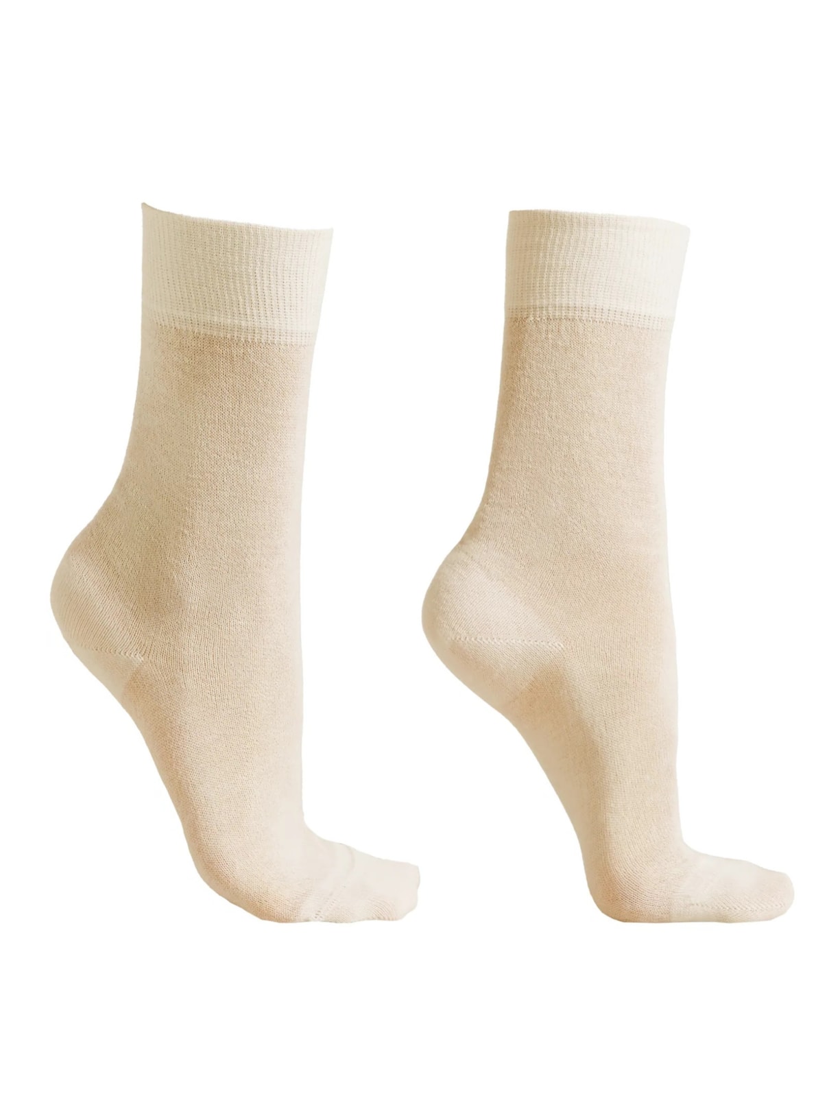 Meia Curta Com Lã Cardada - Off-White