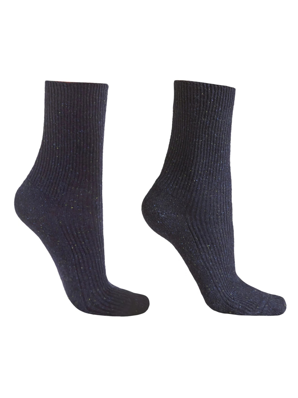 Meia Curta Com Lã e Efeito Salpicado - Azul