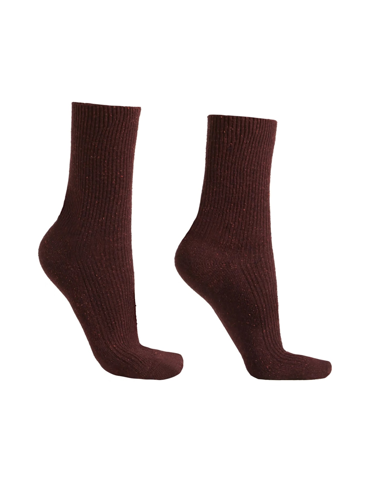 Meia Curta Com Lã e Efeito Salpicado - Bordô