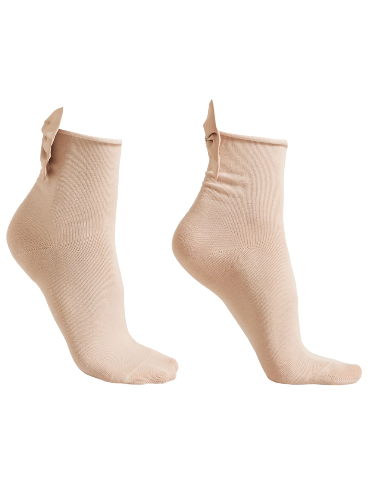 Meia Curta Com Laço - Bege