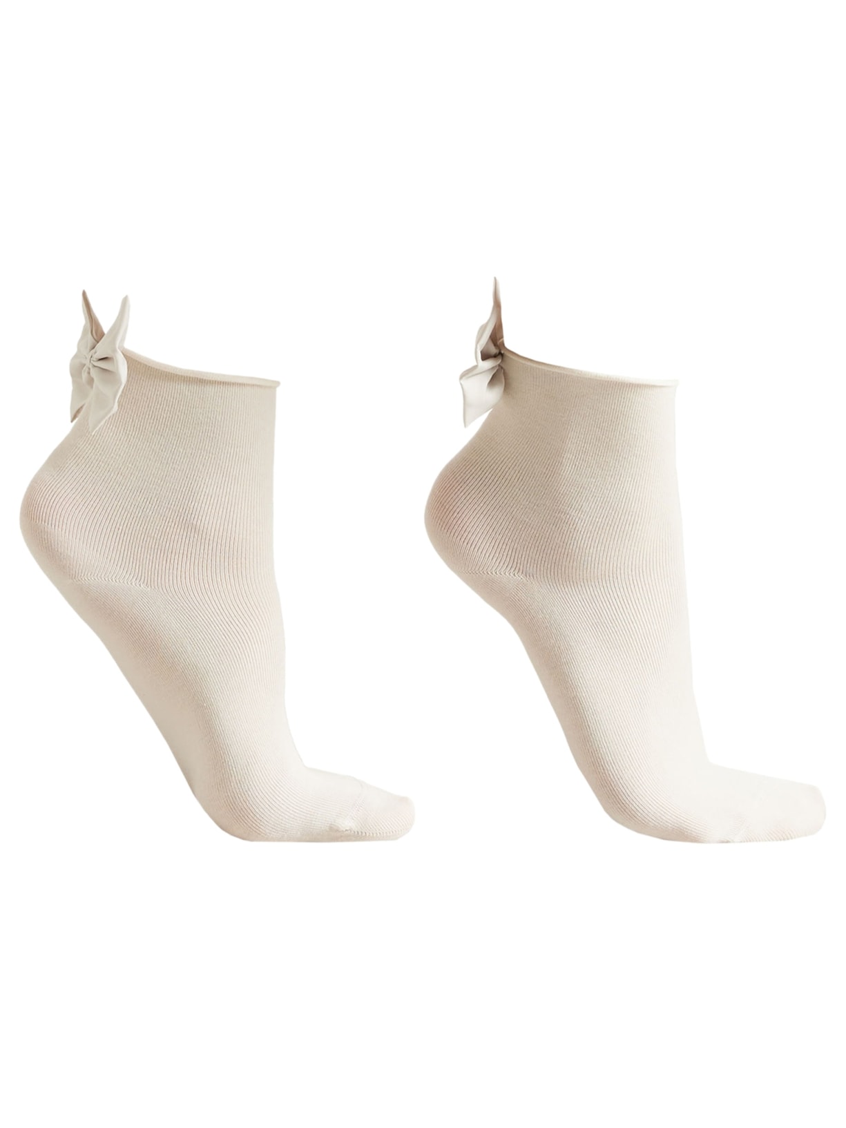 Meia Curta Com Laço - Cinza