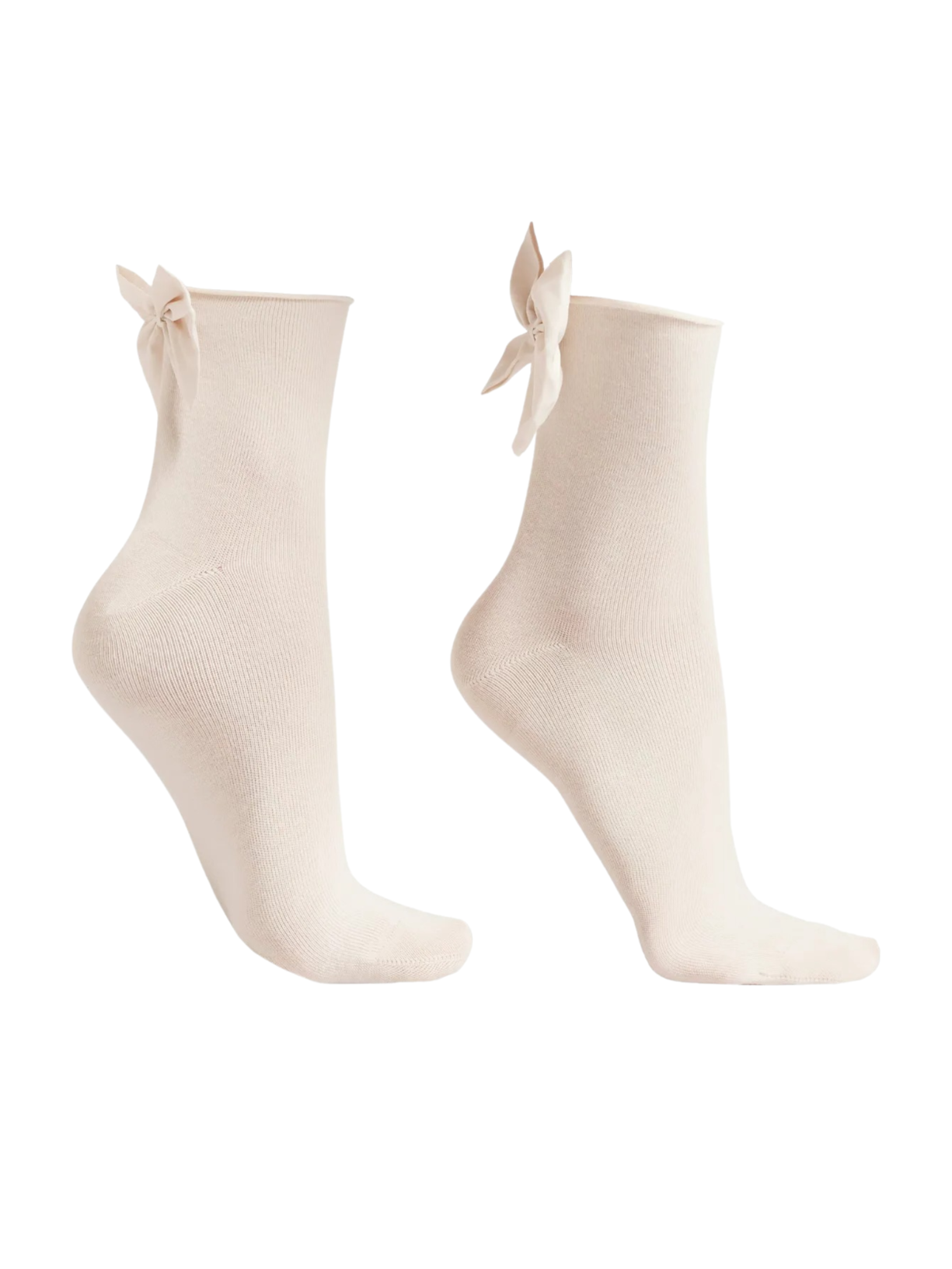 Meia Curta Com Laço Em Algodão - Off-White