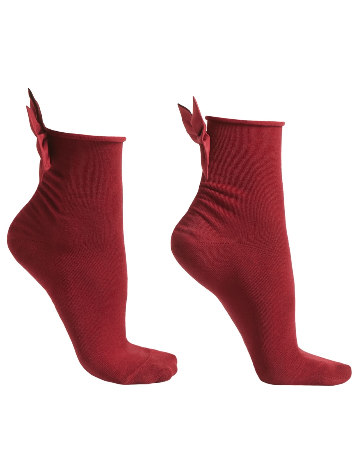 Meia Curta Com Laço - Vermelho