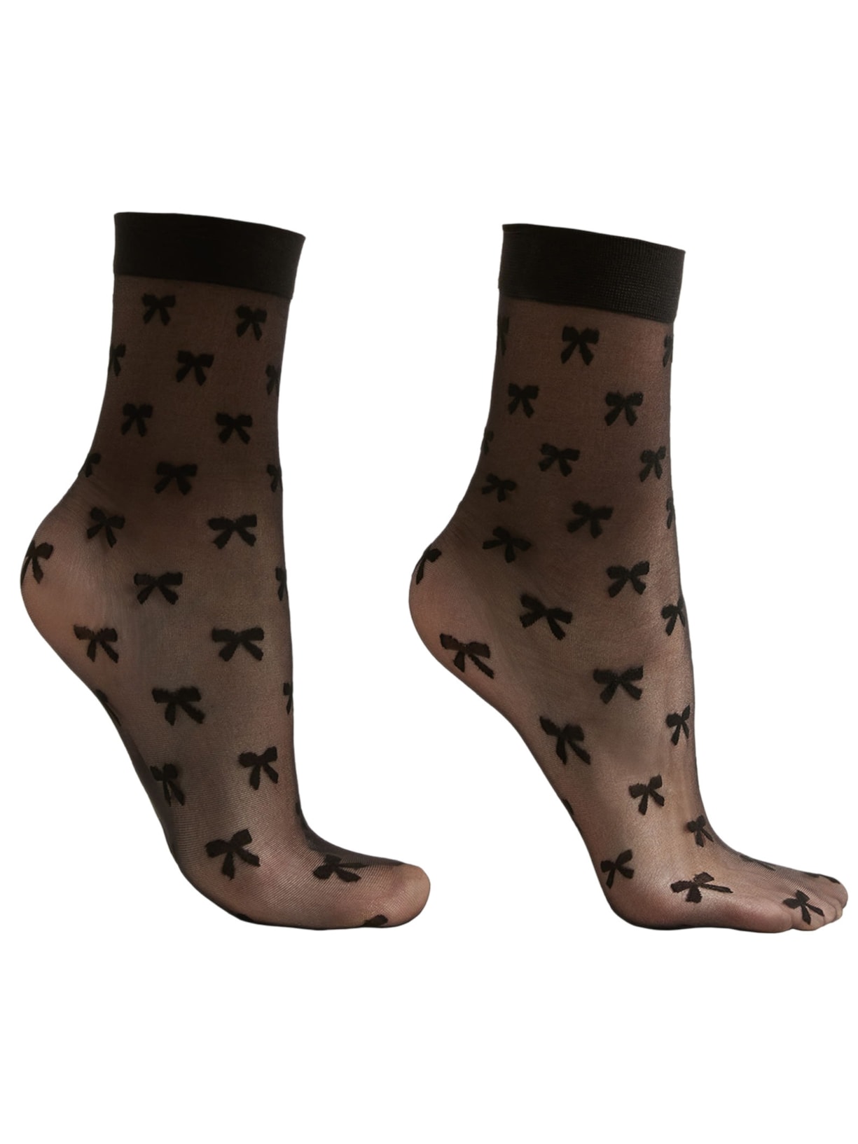 Meia Curta Com Laços All-Over - Preto