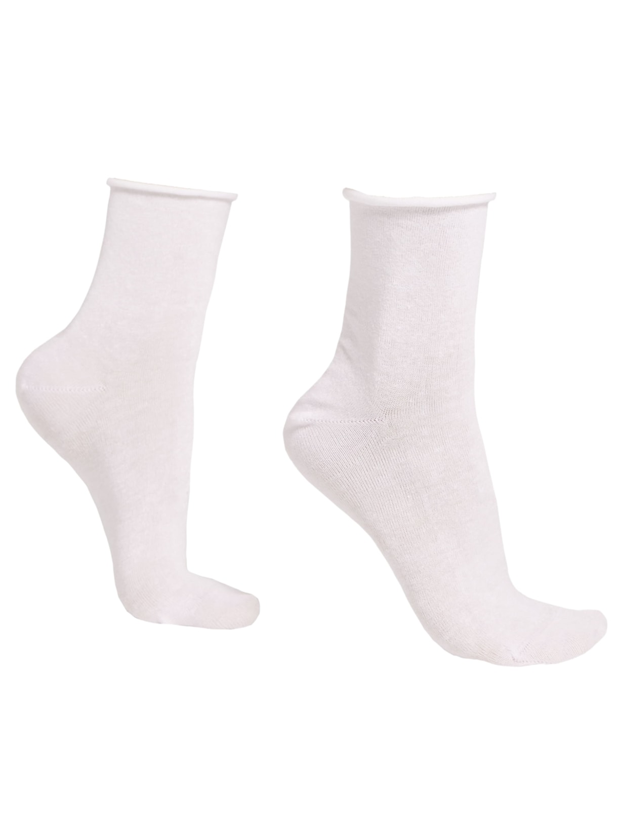 Meia Curta Com Linho Sem Costura - Branco