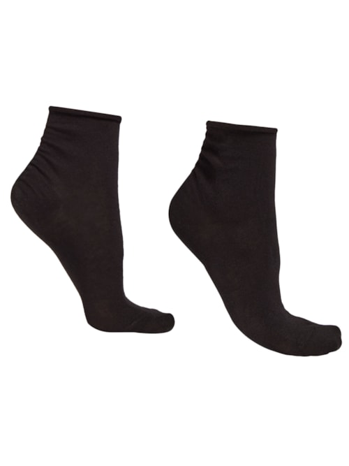 Meia Curta Com Linho Sem Costura - Preto