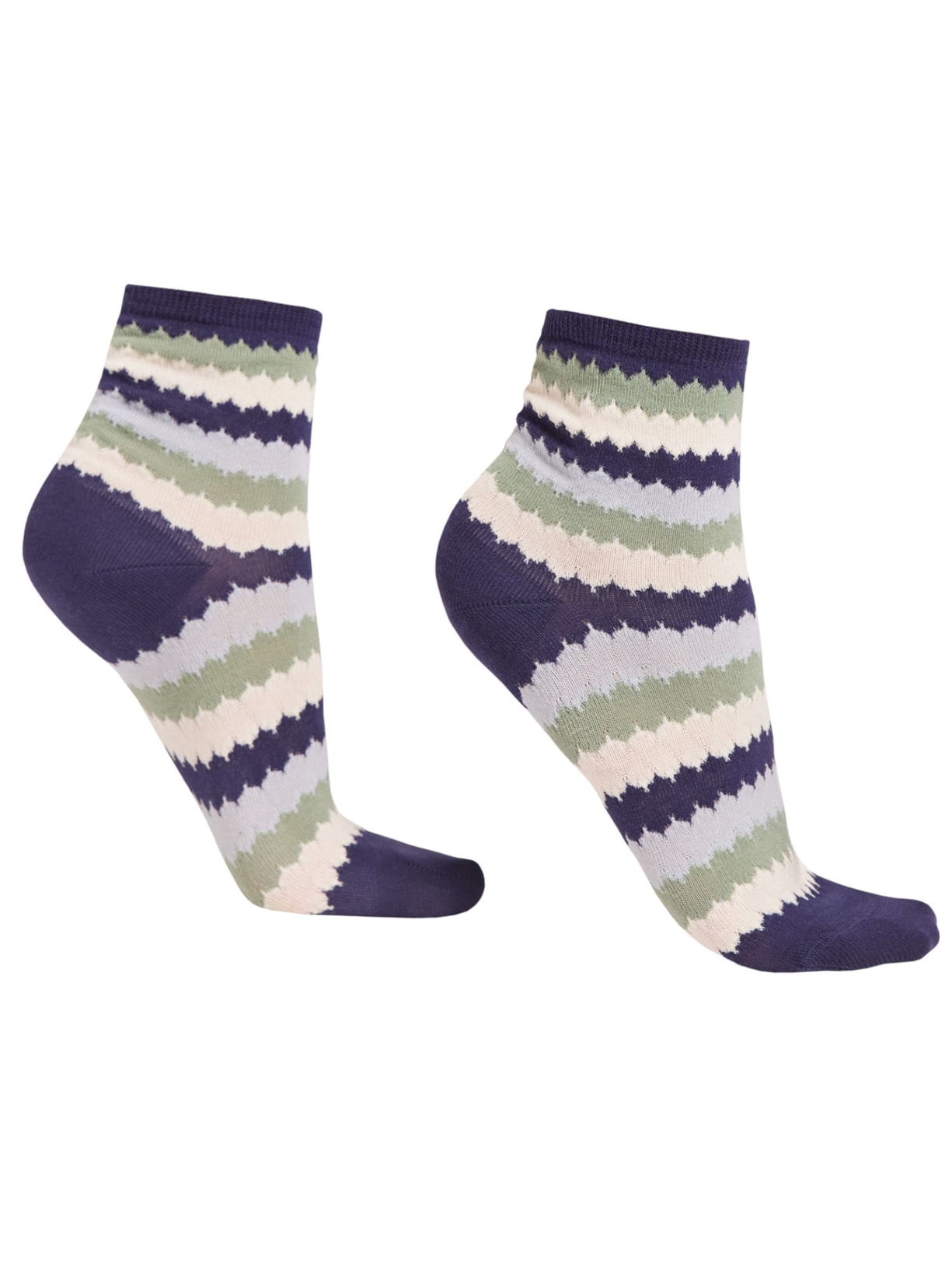 Meia Curta Com Listras - Azul