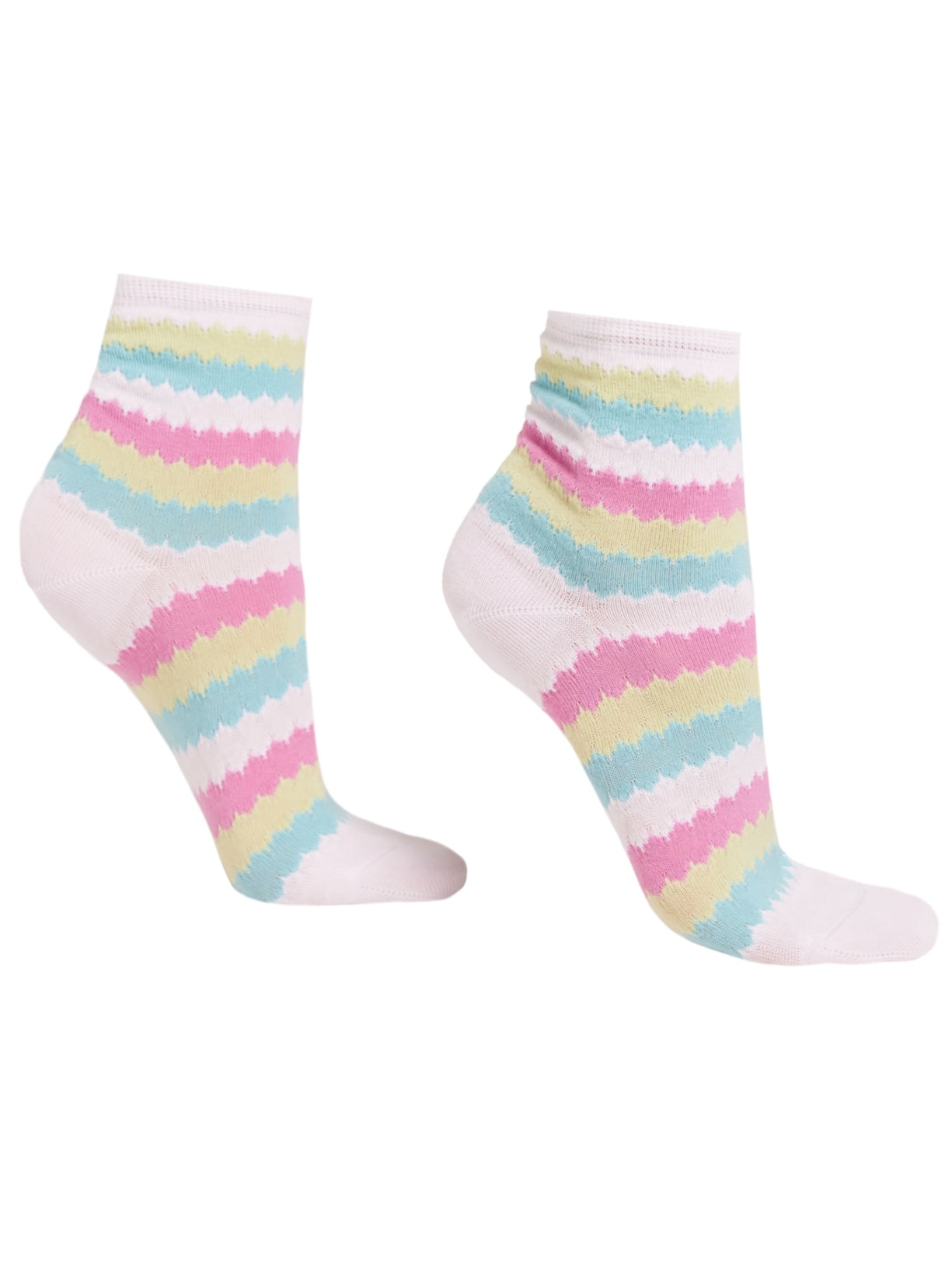 Meia Curta Com Listras - Branco