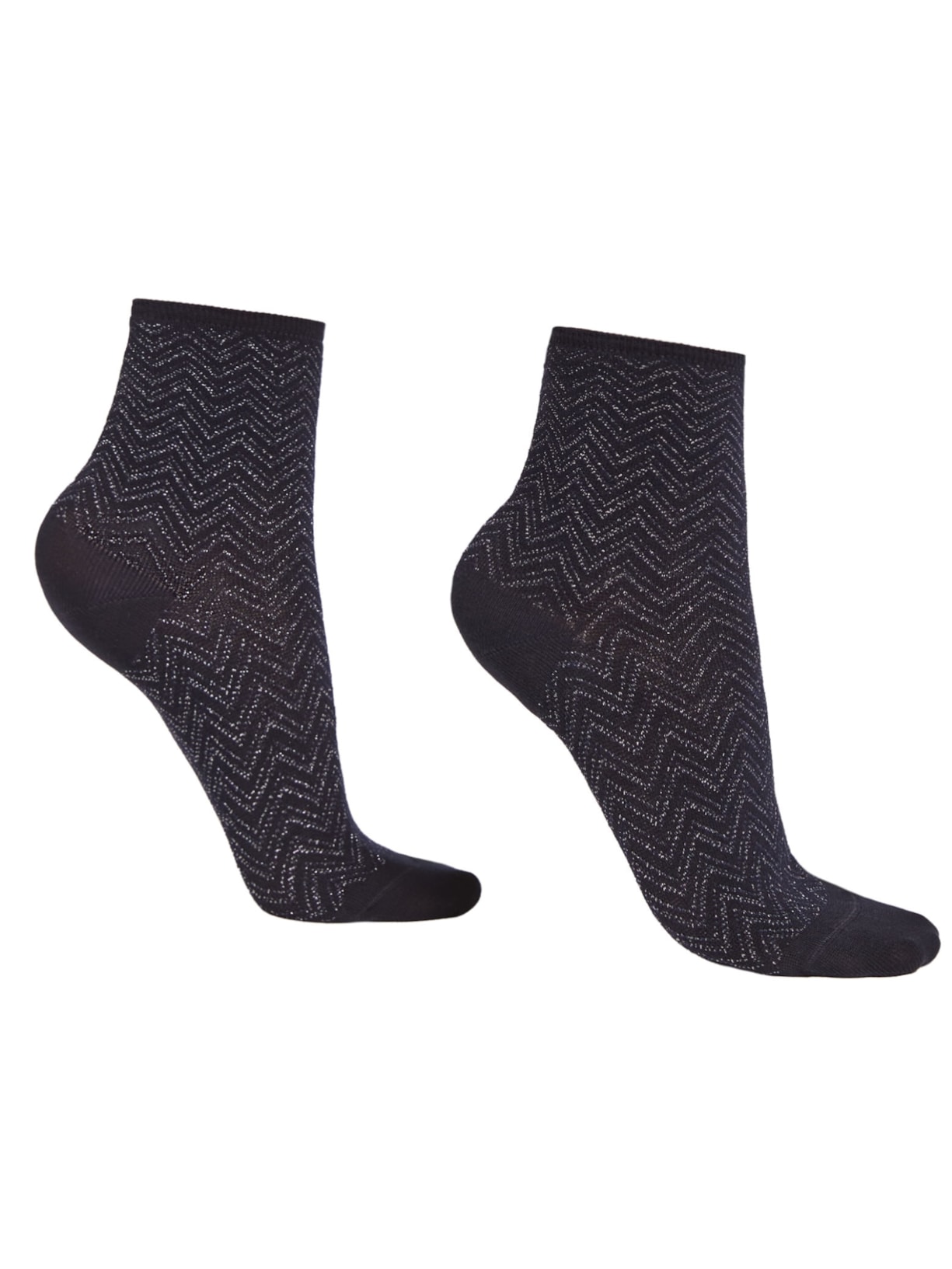 Meia Curta Com Listras Chevron - Azul