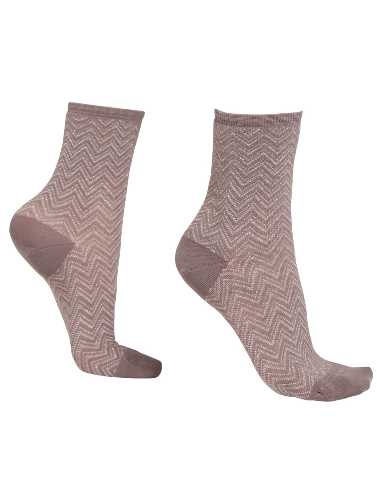 Meia Curta Com Listras Chevron - Cinza