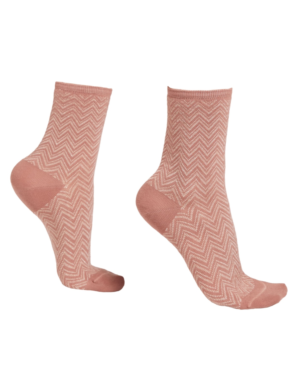 Meia Curta Com Listras Chevron - Rosa