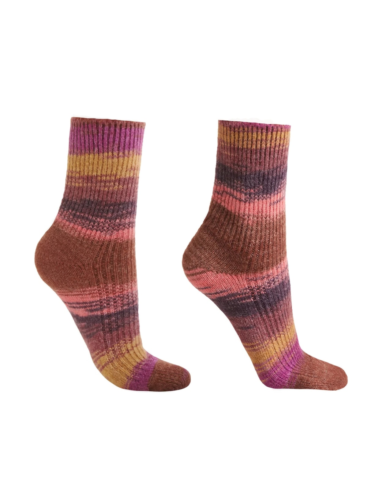 Meia Curta Com Listras - Marrom