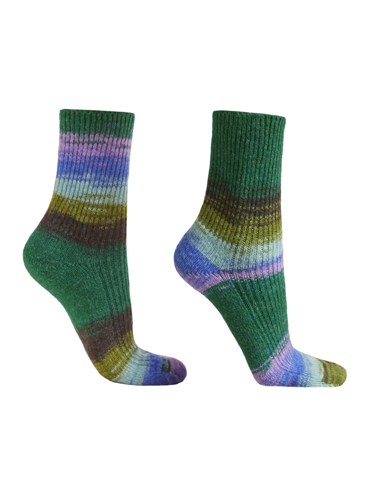 Meia Curta Com Listras - Verde