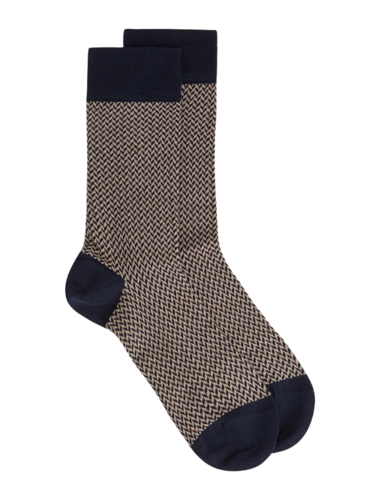 Meia Curta Com Padrão Chevron Masculina - Azul