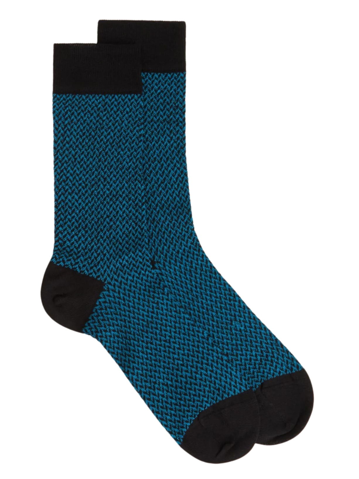 Meia Curta Com Padrão Chevron Masculina - Azul