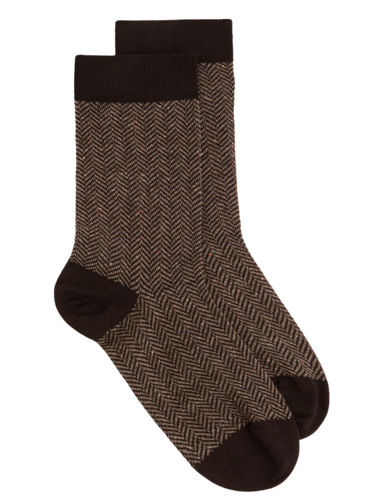 Meia Curta Com Padrão De Espinhos Masculina - Marrom