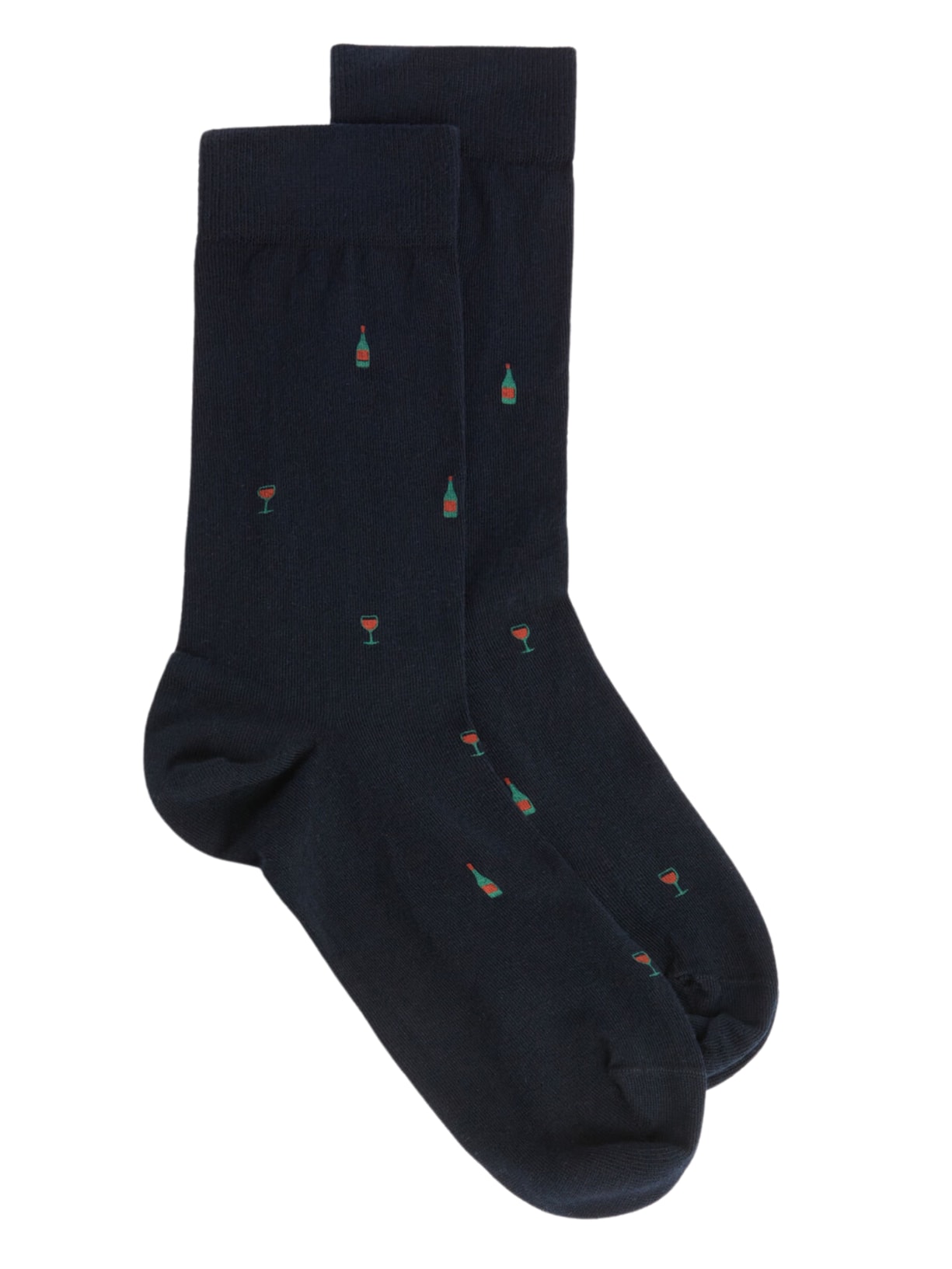 Meia Curta Com Padrão De Garrafas Masculina - Azul