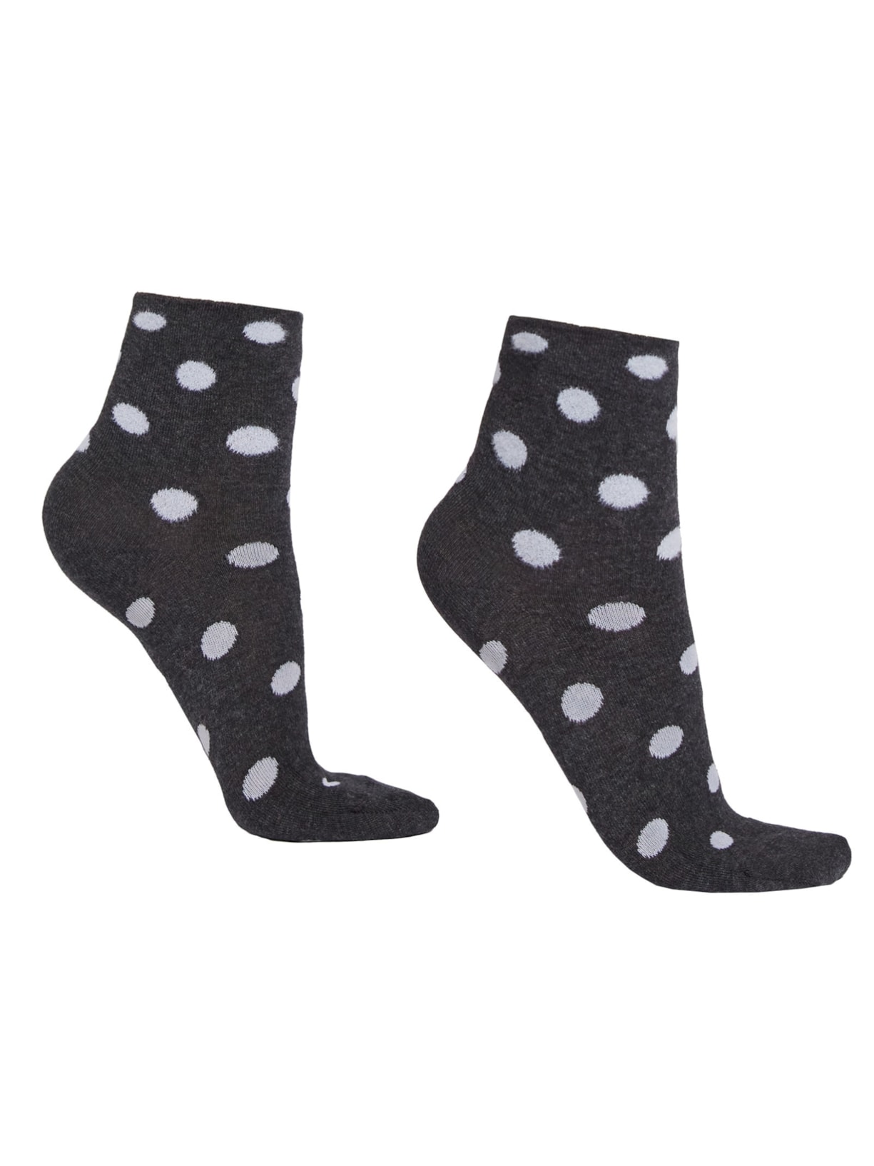 Meia Curta Com Padrão De Poás - Cinza