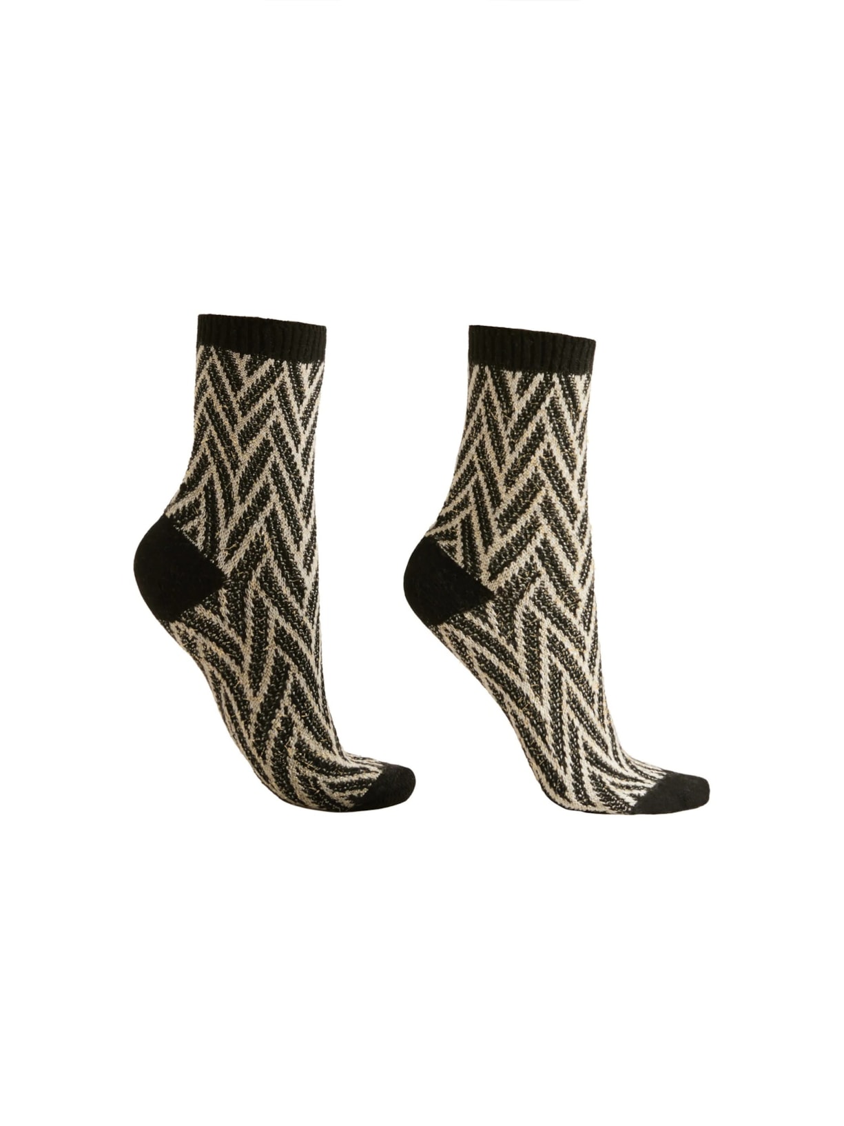 Meia Curta Com Padrão Geométrico e Glitter Preto Calzedonia