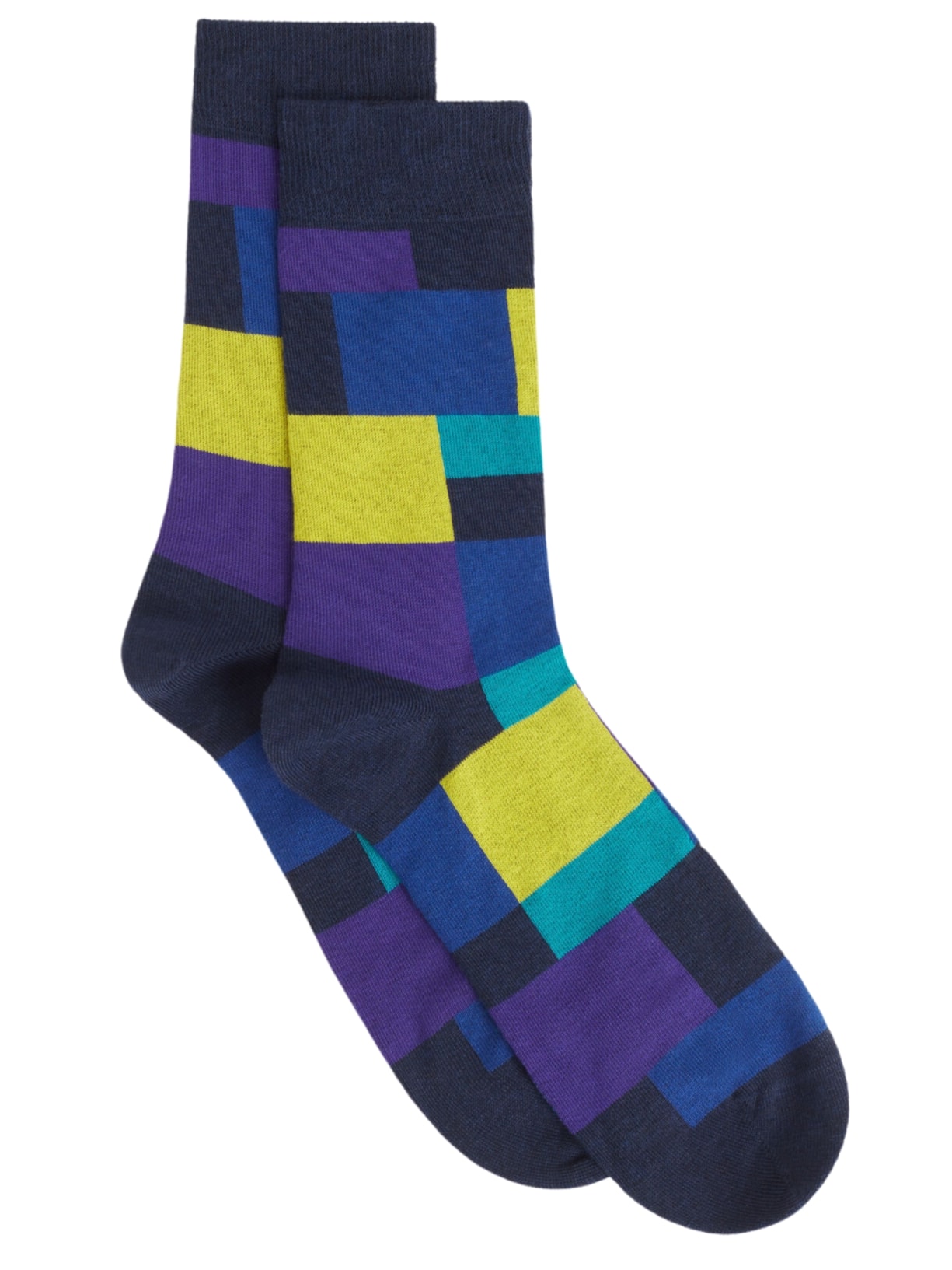 Meia Curta Com Padrão Geométrico Masculina - Azul