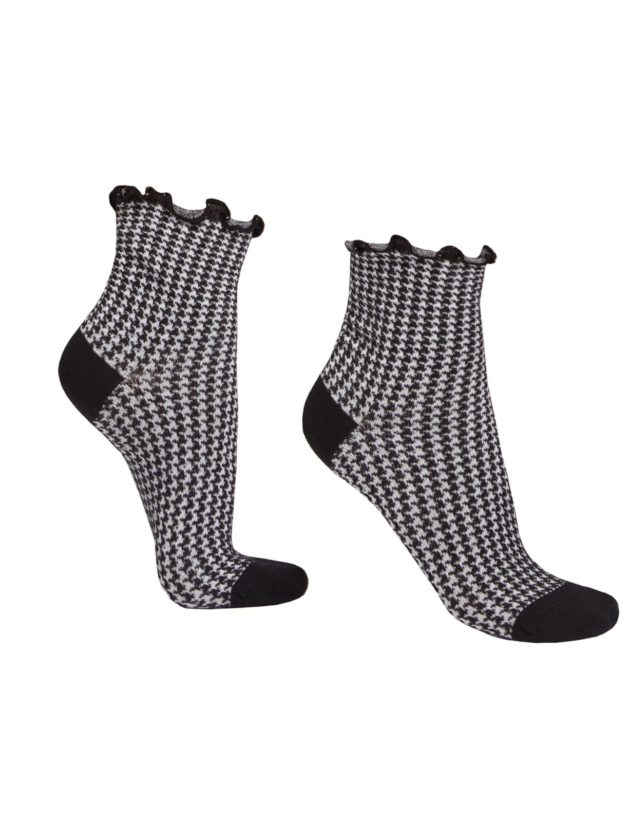 Meia Curta Com Padrão Pied-De-Poule - Preto