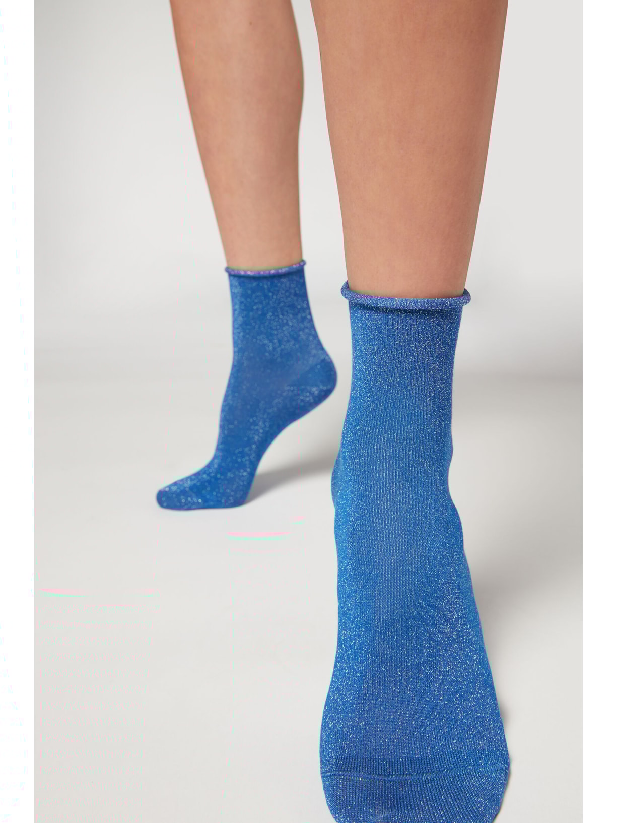 Meia Curta De Glitter Azul Calzedonia