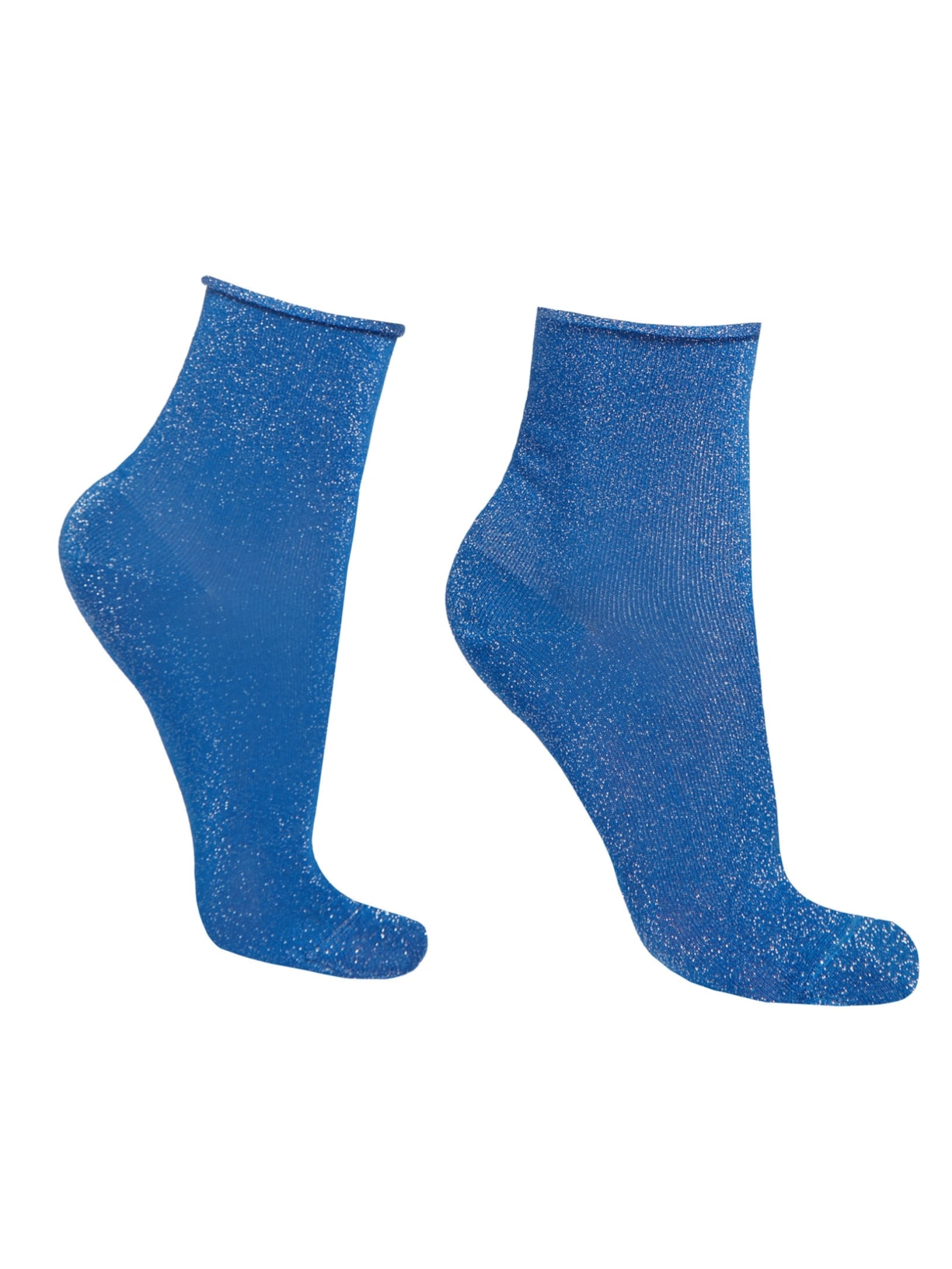 Meia Curta De Glitter - Azul