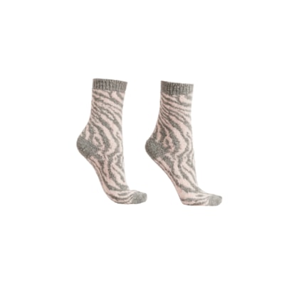 Meia Curta Efeito Soft Animal Print - Cinza