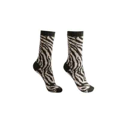 Meia Curta Efeito Soft Animal Print - Preto