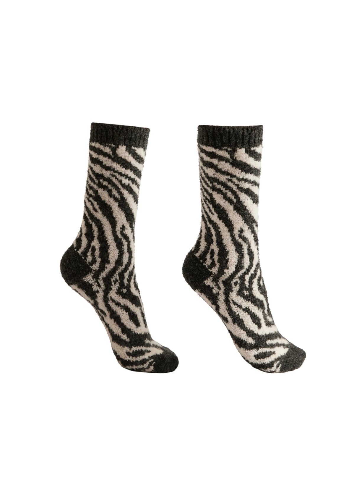 Meia Curta Efeito Soft Animal Print - Preto