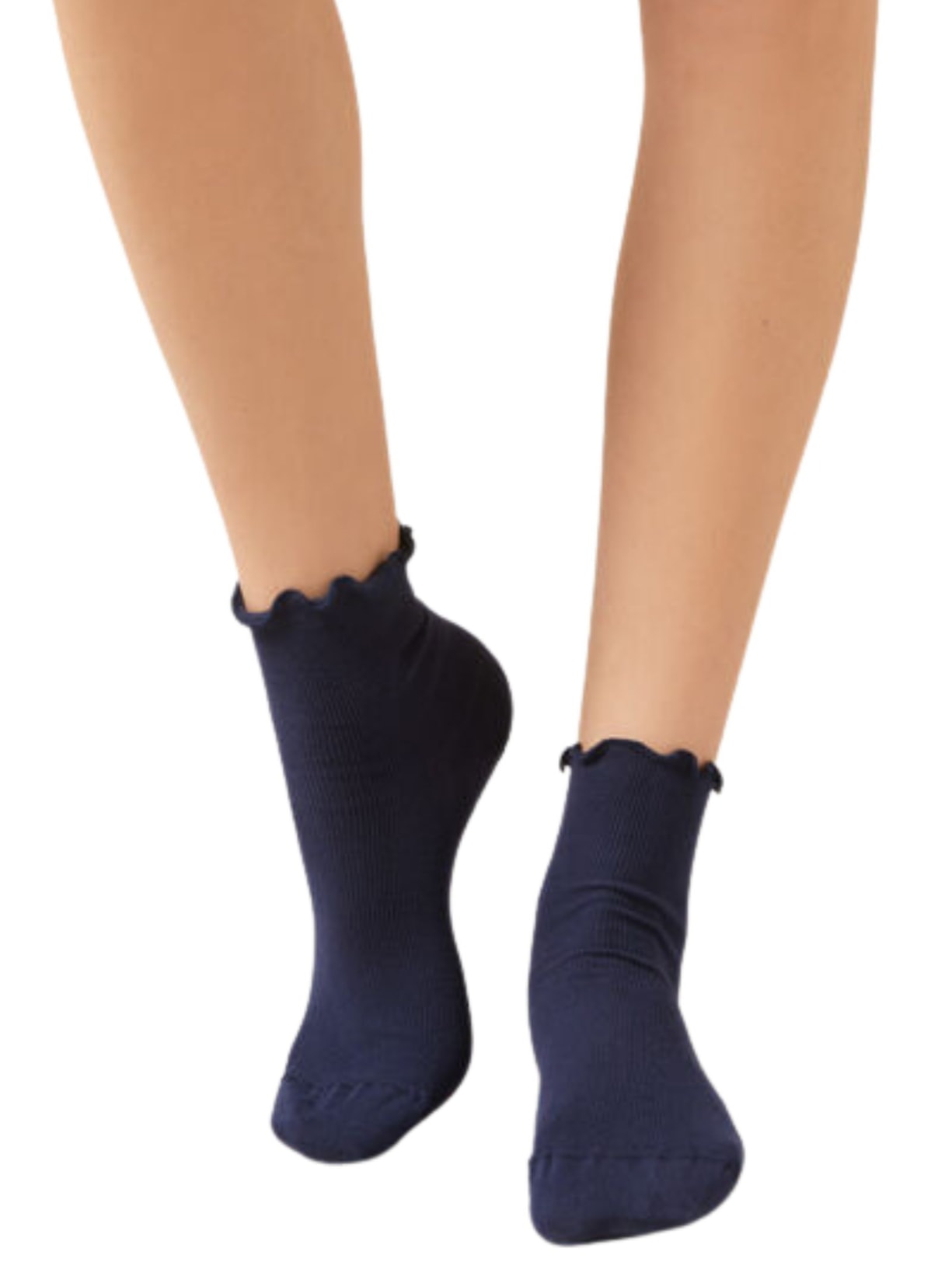 Meia Curta Em Algodão Canelado Azul Calzedonia