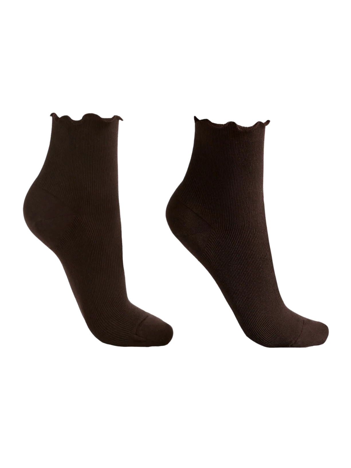 Meia Curta Em Algodão Canelado - Marrom