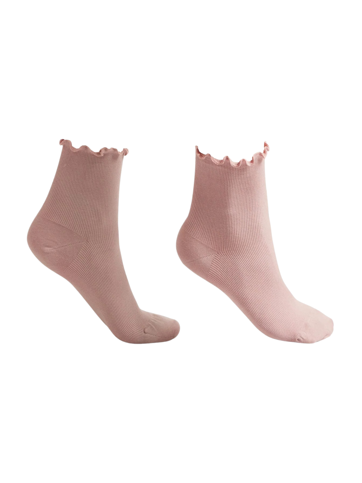 Meia Curta Em Algodão Canelado - Rosa