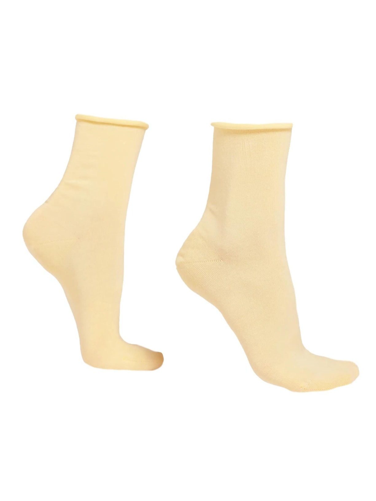 Meia Curta Em Algodão Sem Elástico - Amarelo