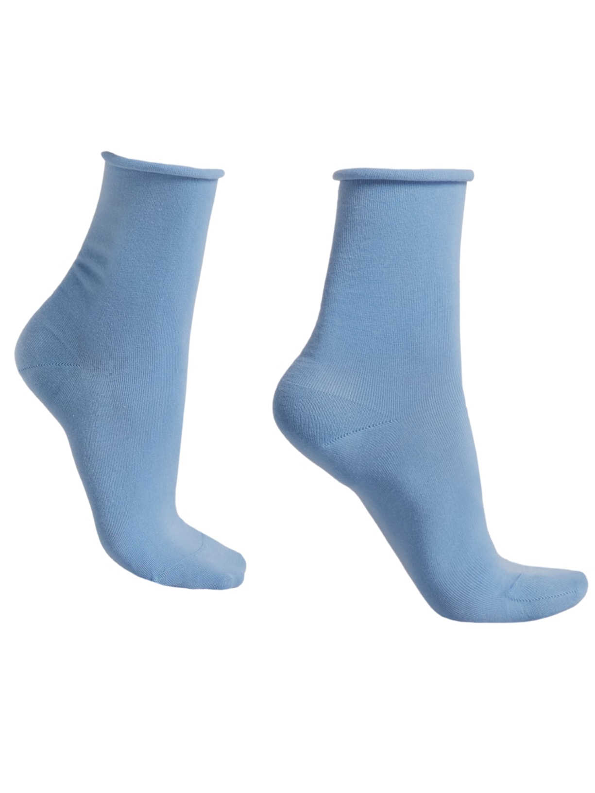 Meia Curta Em Algodão Sem Elástico - Azul