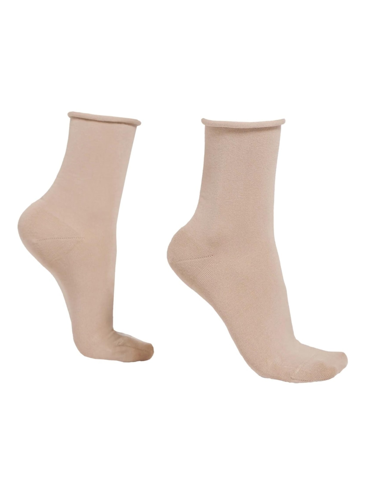 Meia Curta Em Algodão Sem Elástico - Bege