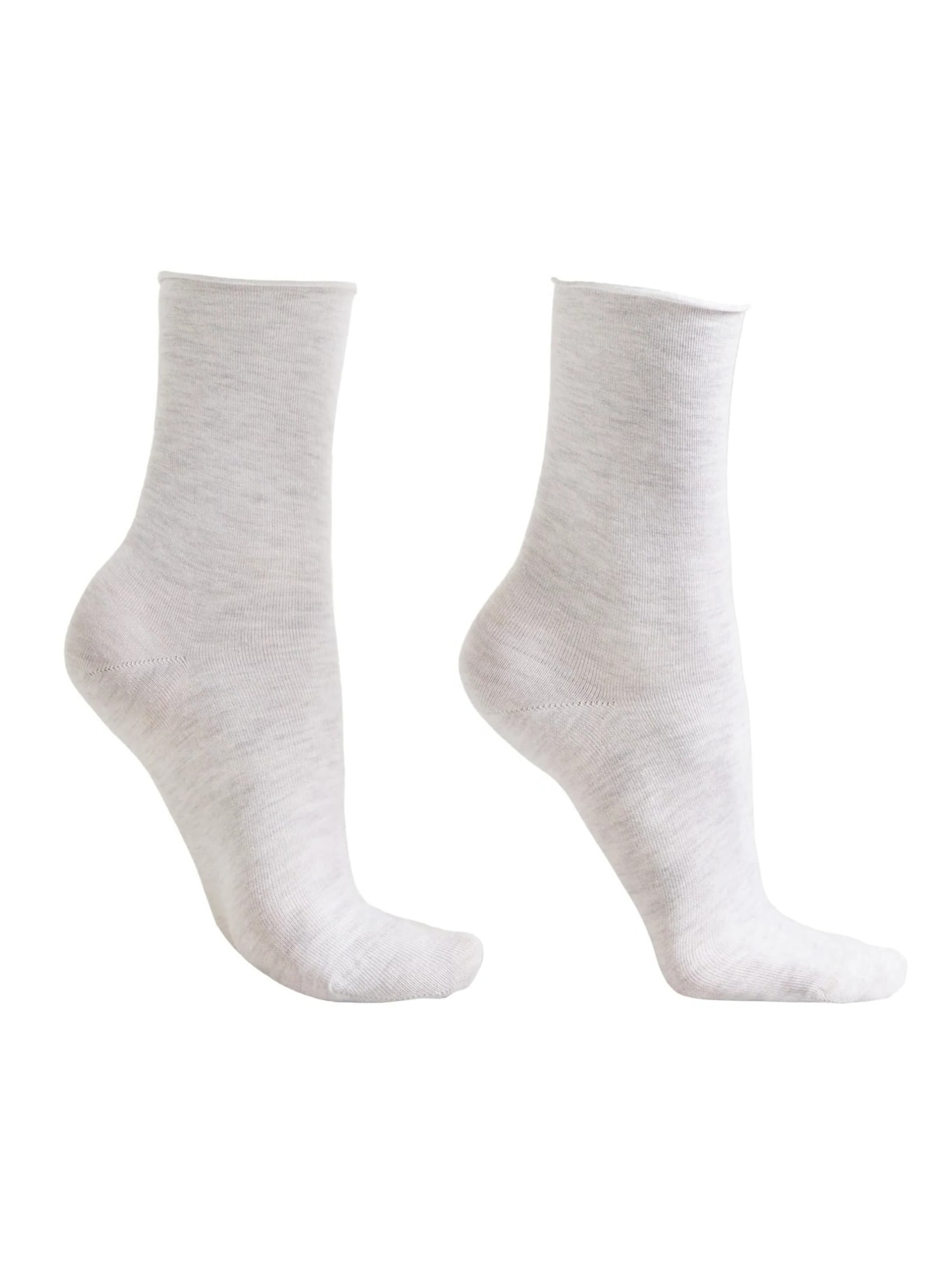 Meia Curta Em Algodão Sem Elástico - Cinza