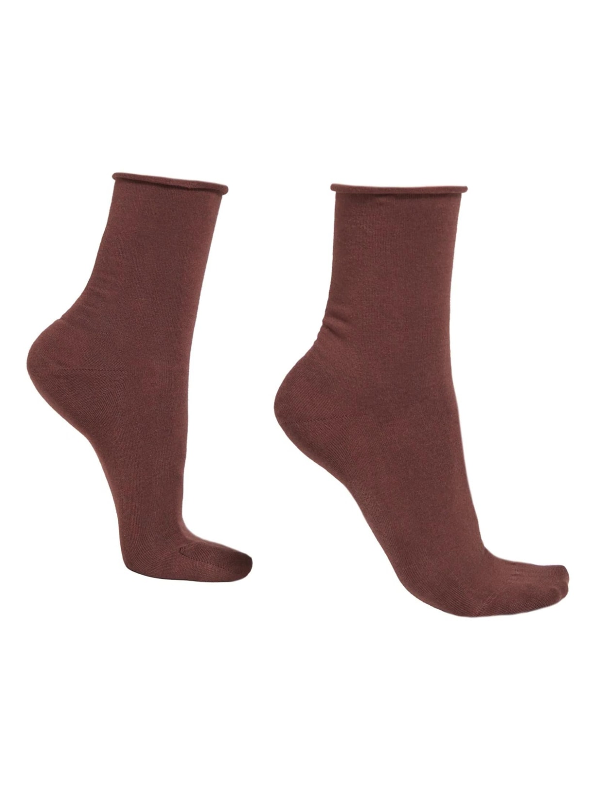 Meia Curta Em Algodão Sem Elástico - Marrom