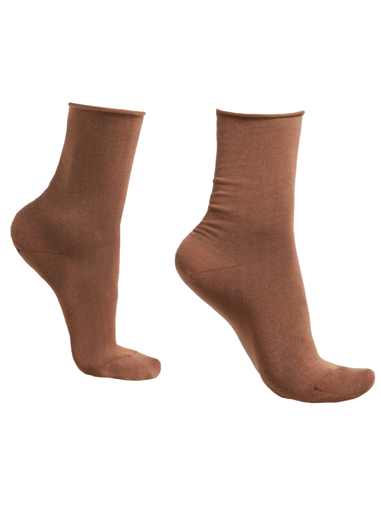 Meia Curta Em Algodão Sem Elástico - Marrom