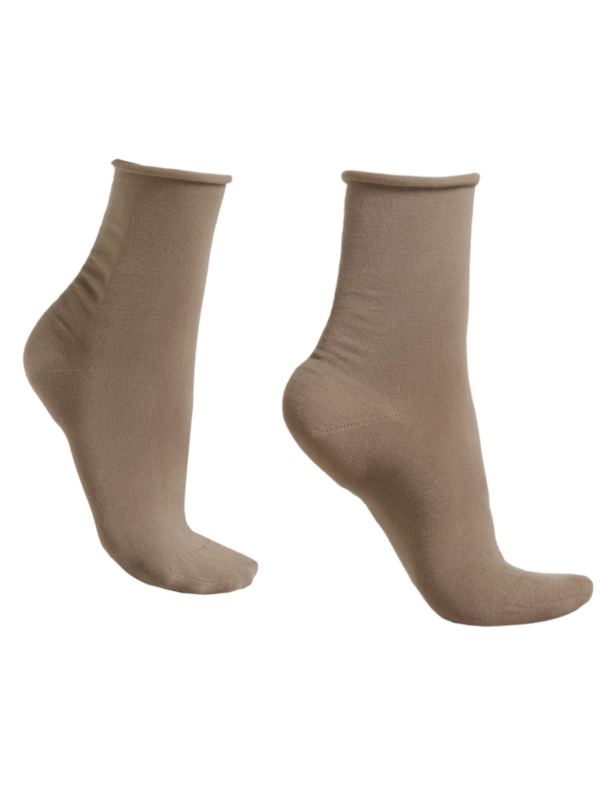 Meia Curta Em Algodão Sem Elástico - Marrom