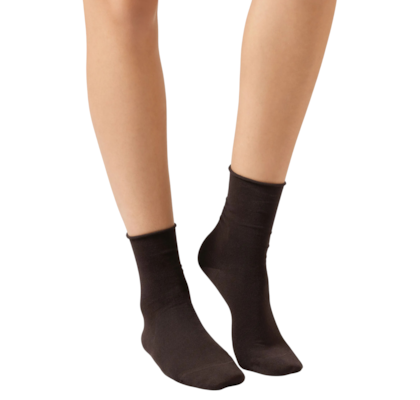 Meia Curta Em Algodão Sem Elástico - Marrom