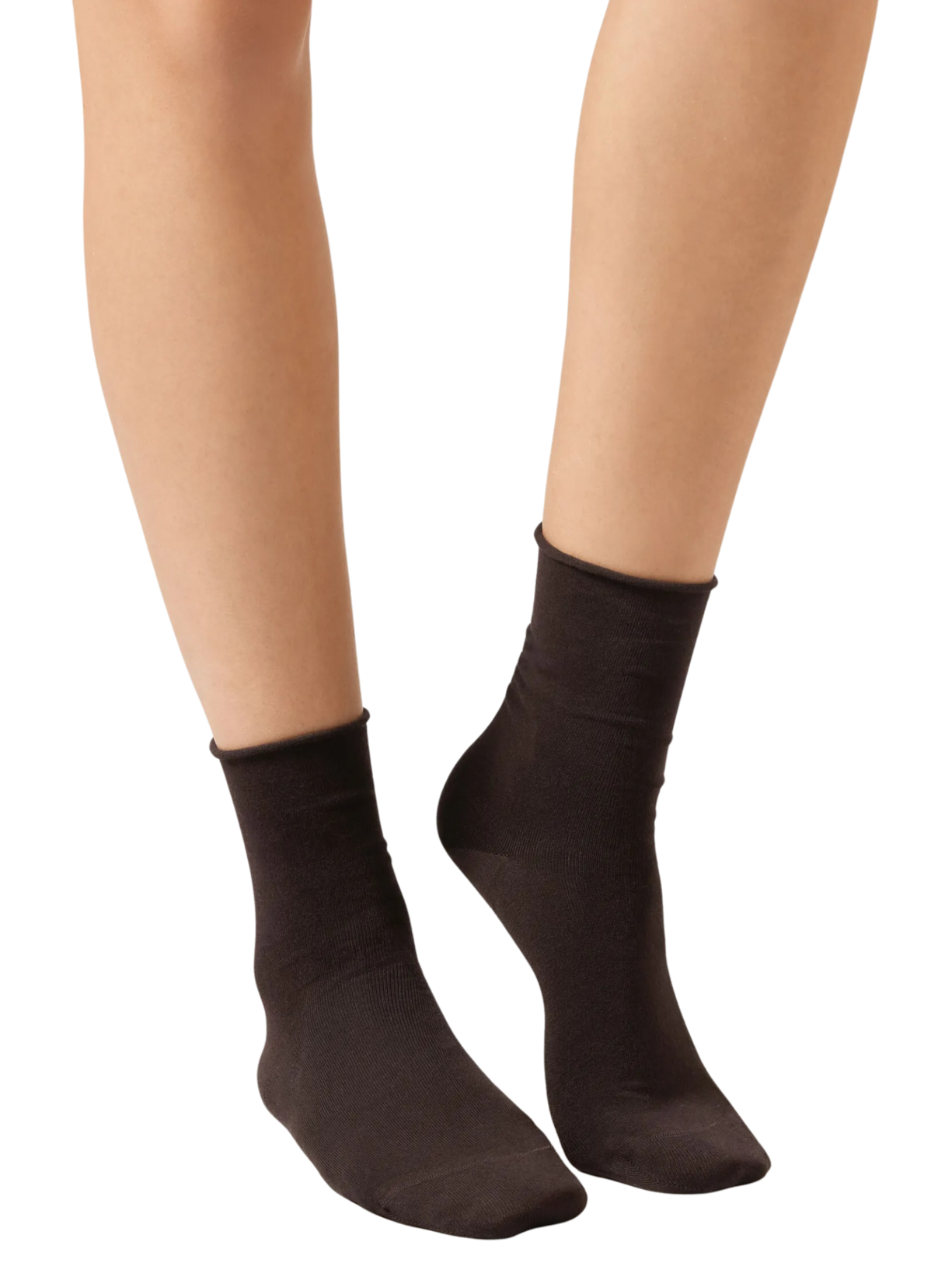 Meia Curta Em Algodão Sem Elástico - Marrom