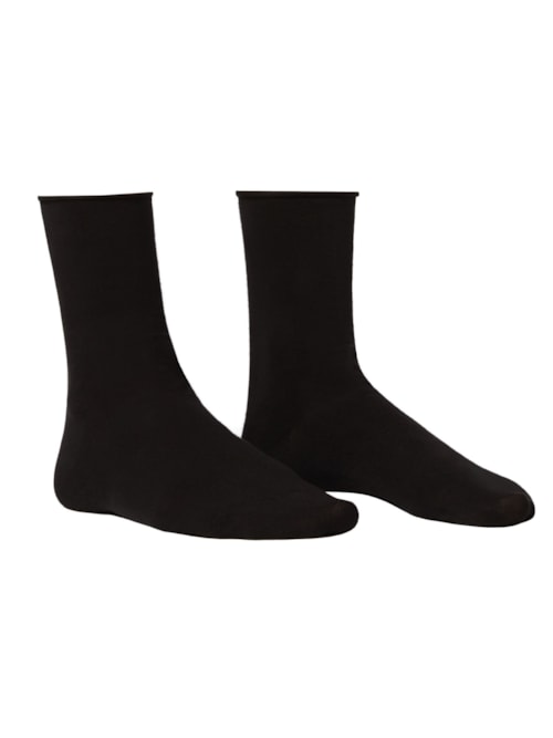 Meia Curta Em Algodão Sem Elástico - Preto