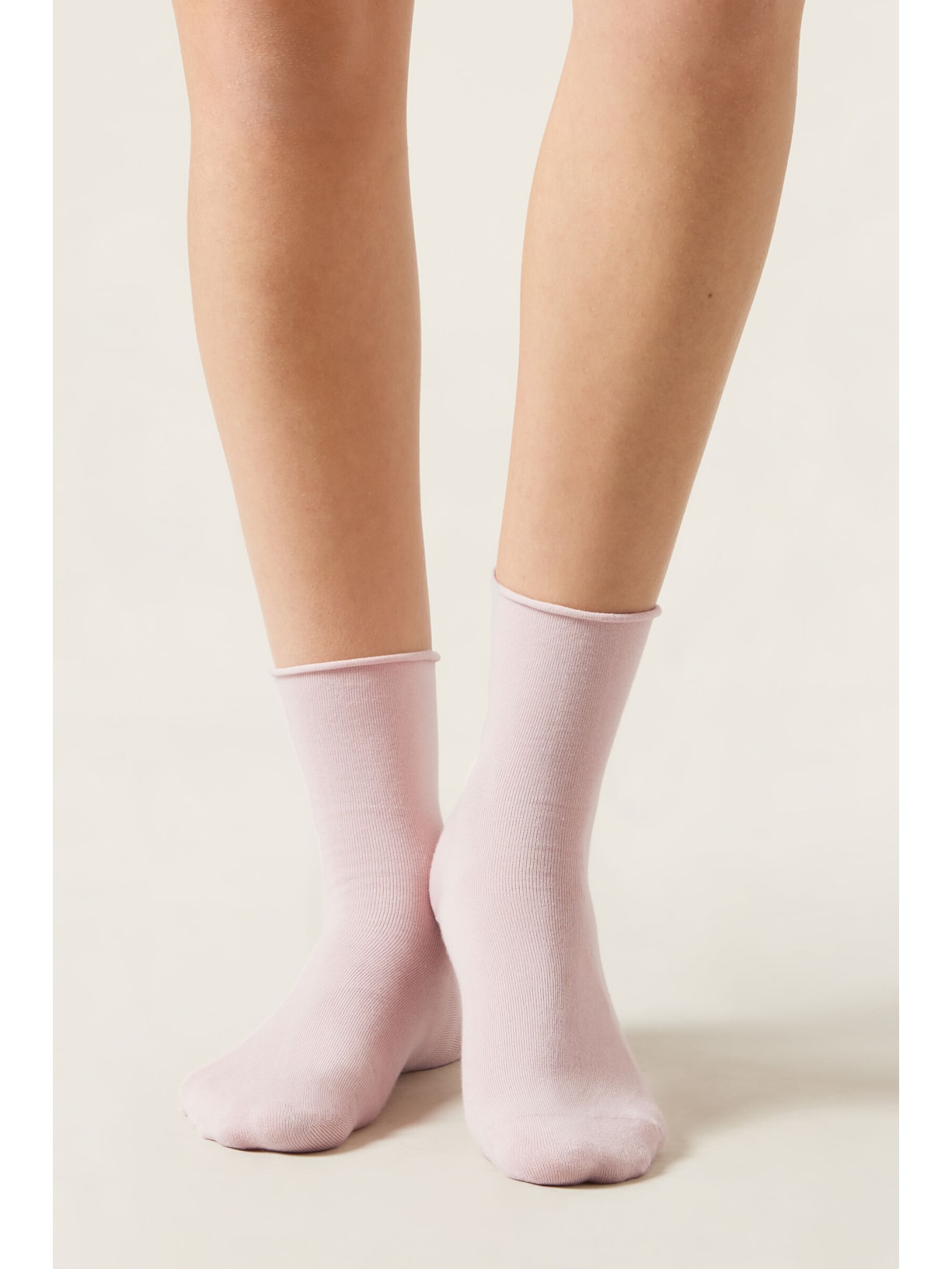 Meia Curta Em Algodão Sem Elástico Rosa Calzedonia