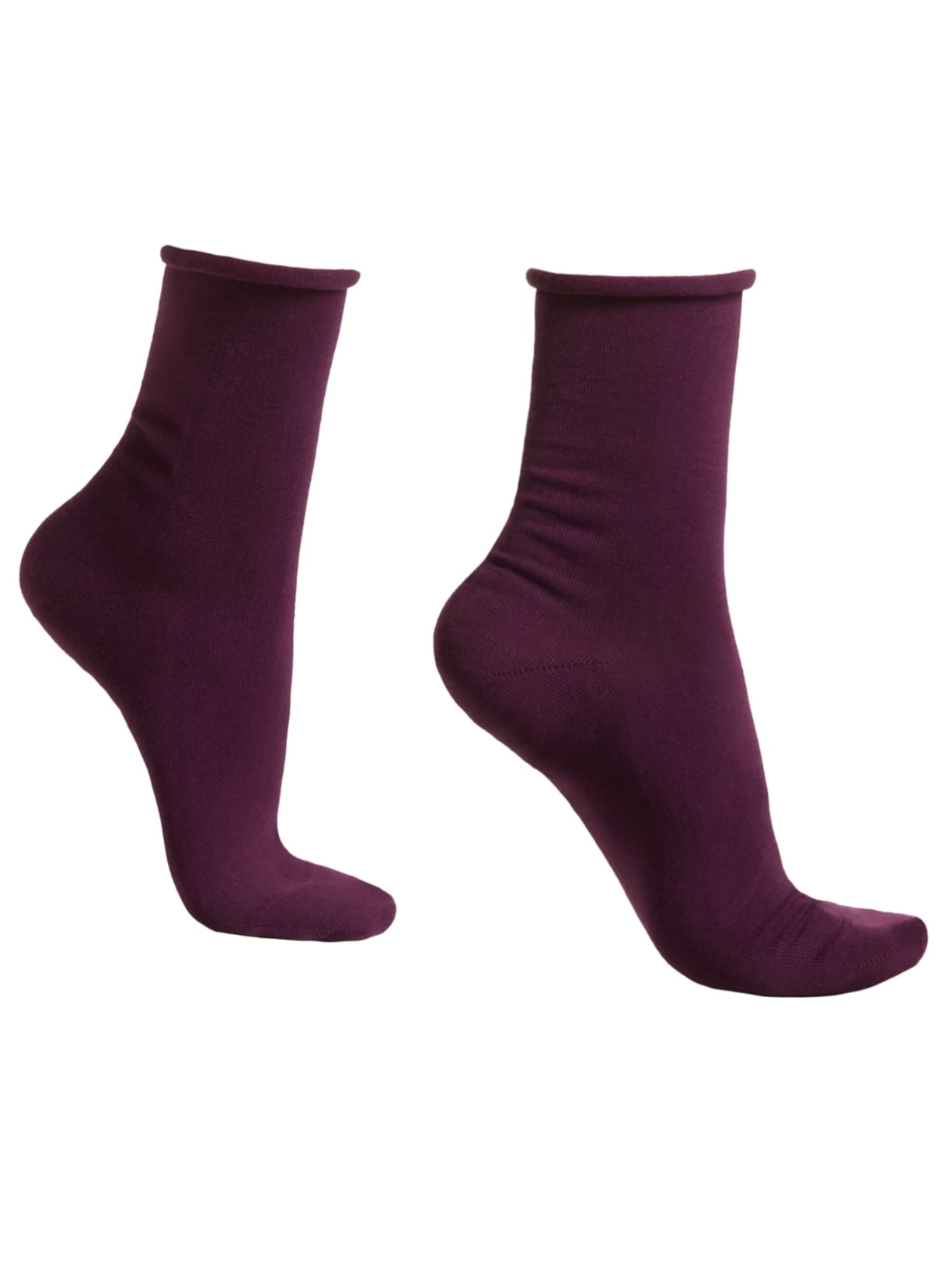 Meia Curta Em Algodão Sem Elástico - Roxo