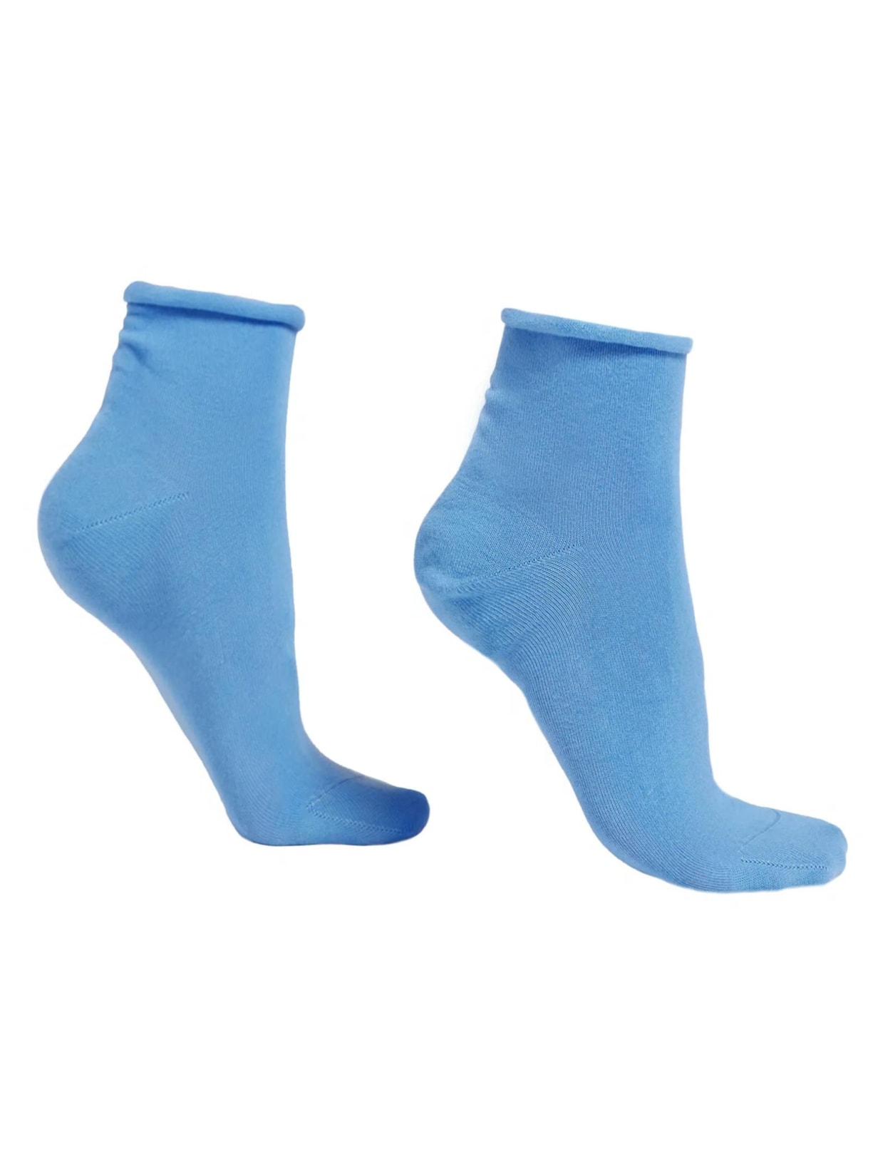 Meia Curta Em Algodão Sem Punho - Azul