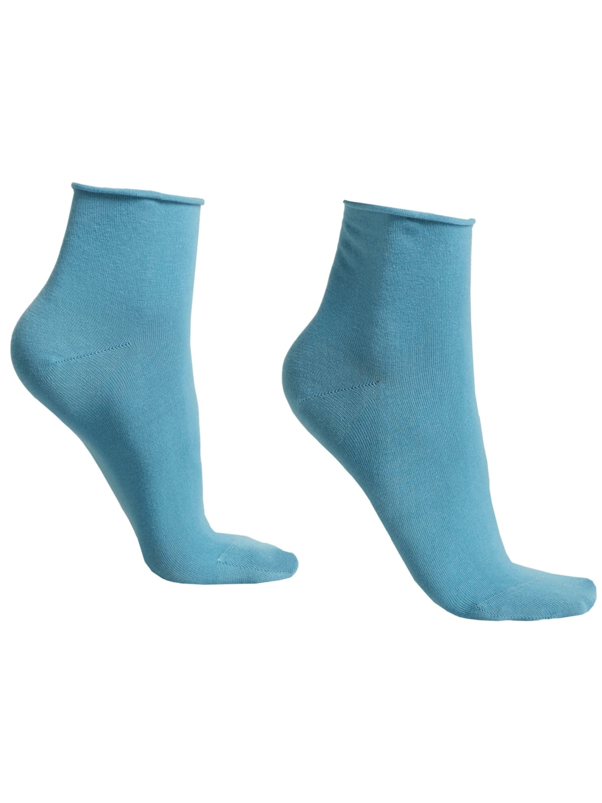 Meia Curta Em Algodão Sem Punho - Azul