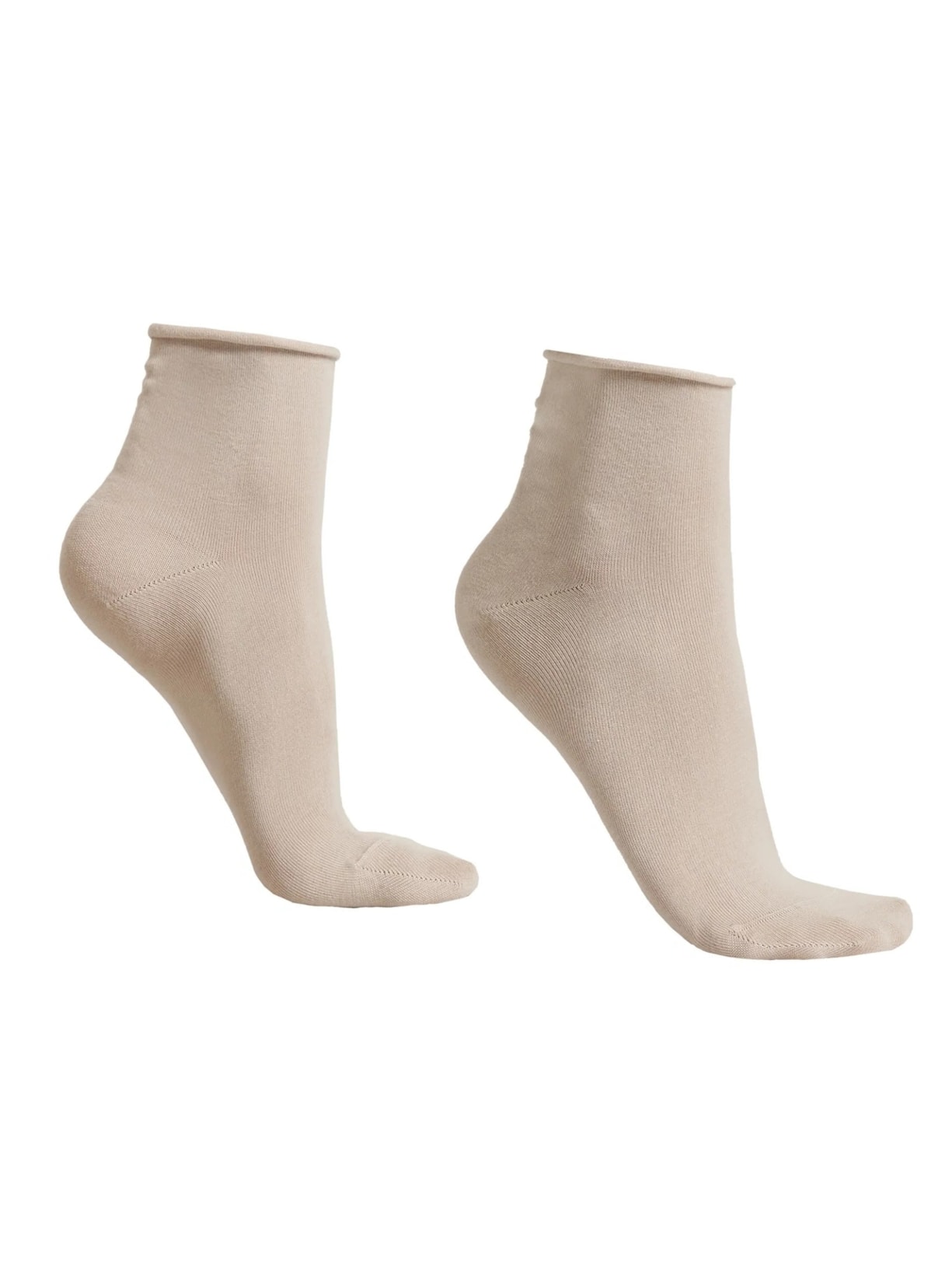 Meia Curta Em Algodão Sem Punho - Bege